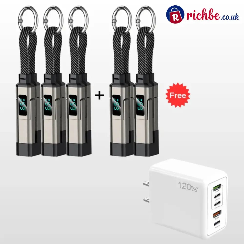 🔥Limited Time SALE 40% OFF🔥4-in-1 Digital Display Keychain Charging Cable