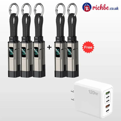 🔥Limited Time SALE 40% OFF🔥4-in-1 Digital Display Keychain Charging Cable