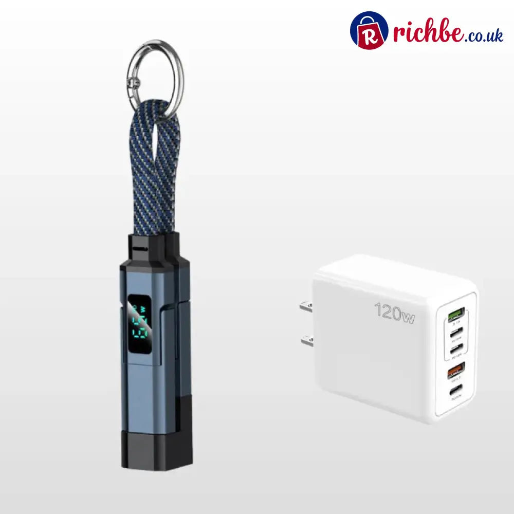 🔥Limited Time SALE 40% OFF🔥4-in-1 Digital Display Keychain Charging Cable