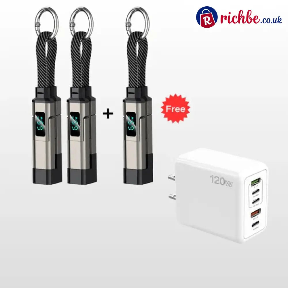 🔥Limited Time SALE 40% OFF🔥4-in-1 Digital Display Keychain Charging Cable