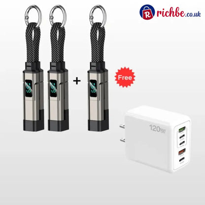 🔥Limited Time SALE 40% OFF🔥4-in-1 Digital Display Keychain Charging Cable