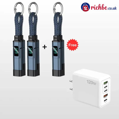 🔥Limited Time SALE 40% OFF🔥4-in-1 Digital Display Keychain Charging Cable