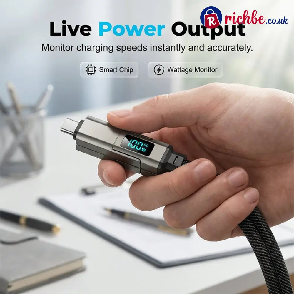 🔥Limited Time SALE 40% OFF🔥4-in-1 Digital Display Keychain Charging Cable