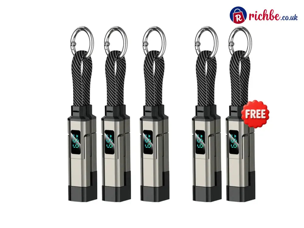 🔥Limited Time SALE 40% OFF🔥4-in-1 Digital Display Keychain Charging Cable - 🔥Black / 💥⌛Buy 3 Get 2 Free(5PC)🚀