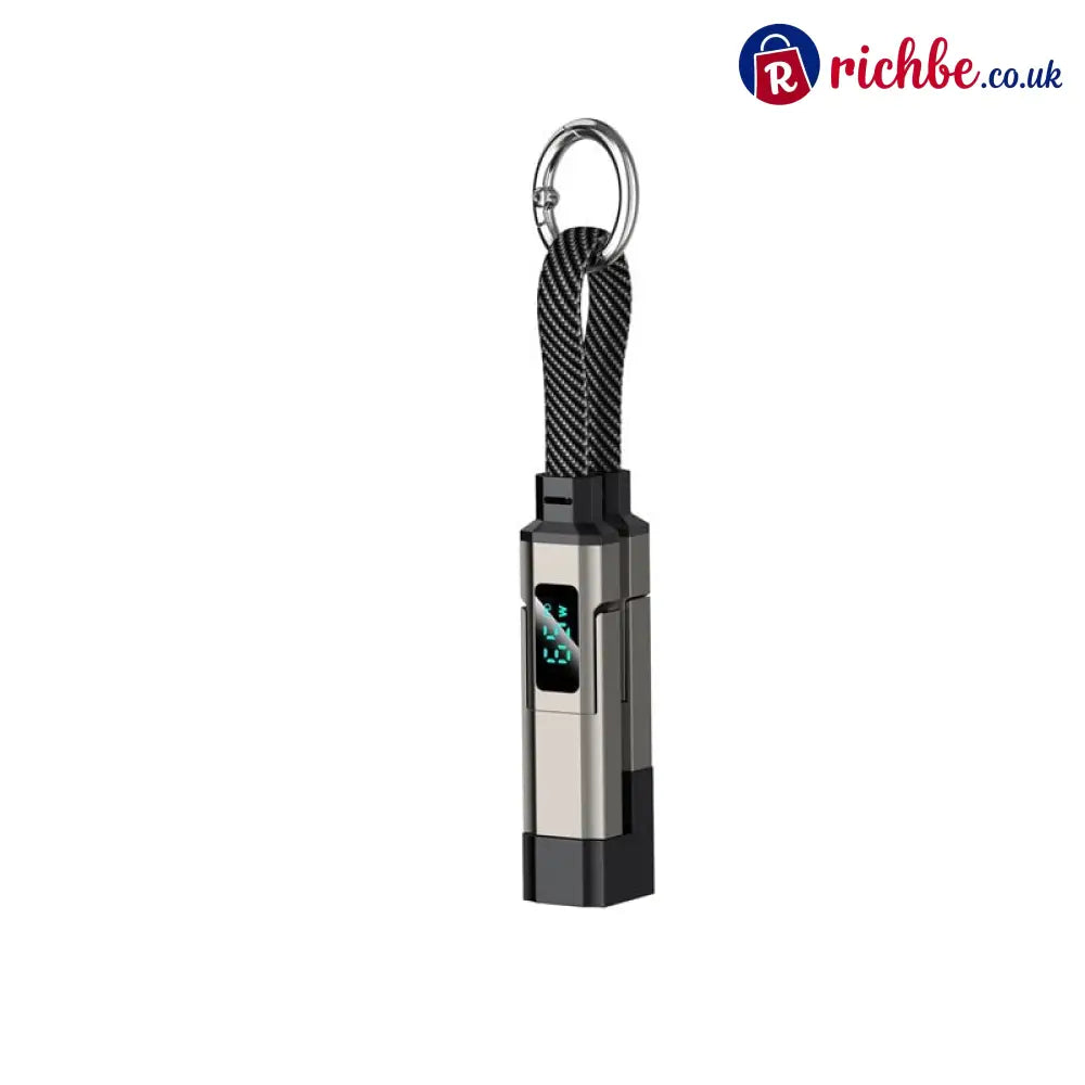 🔥Limited Time SALE 40% OFF🔥4-in-1 Digital Display Keychain Charging Cable - 🔥Black / Buy 1