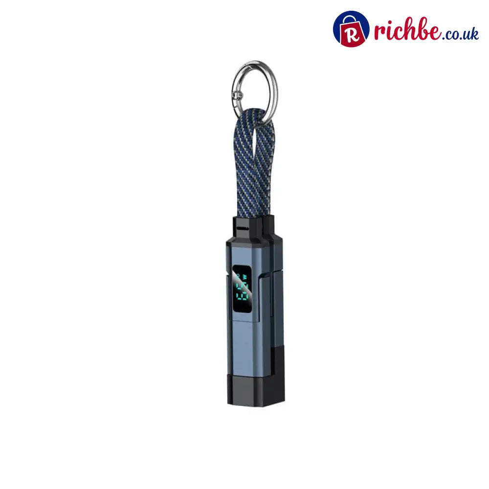 🔥Limited Time SALE 40% OFF🔥4-in-1 Digital Display Keychain Charging Cable - Blue / Buy 1