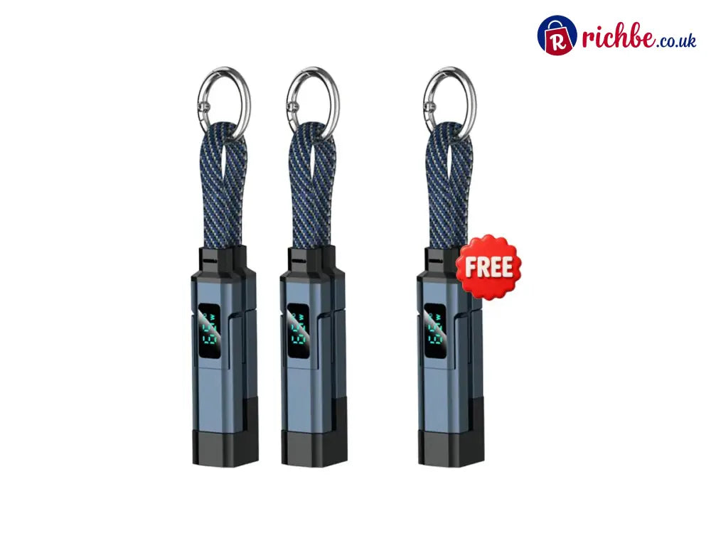 🔥Limited Time SALE 40% OFF🔥4-in-1 Digital Display Keychain Charging Cable - Blue / 🎁🎁Buy 2 Get 1 Free(3PC)