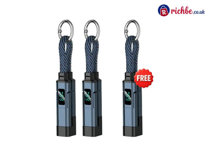 🔥Limited Time SALE 40% OFF🔥4-in-1 Digital Display Keychain Charging Cable - Blue / 🎁🎁Buy 2 Get 1 Free(3PC)
