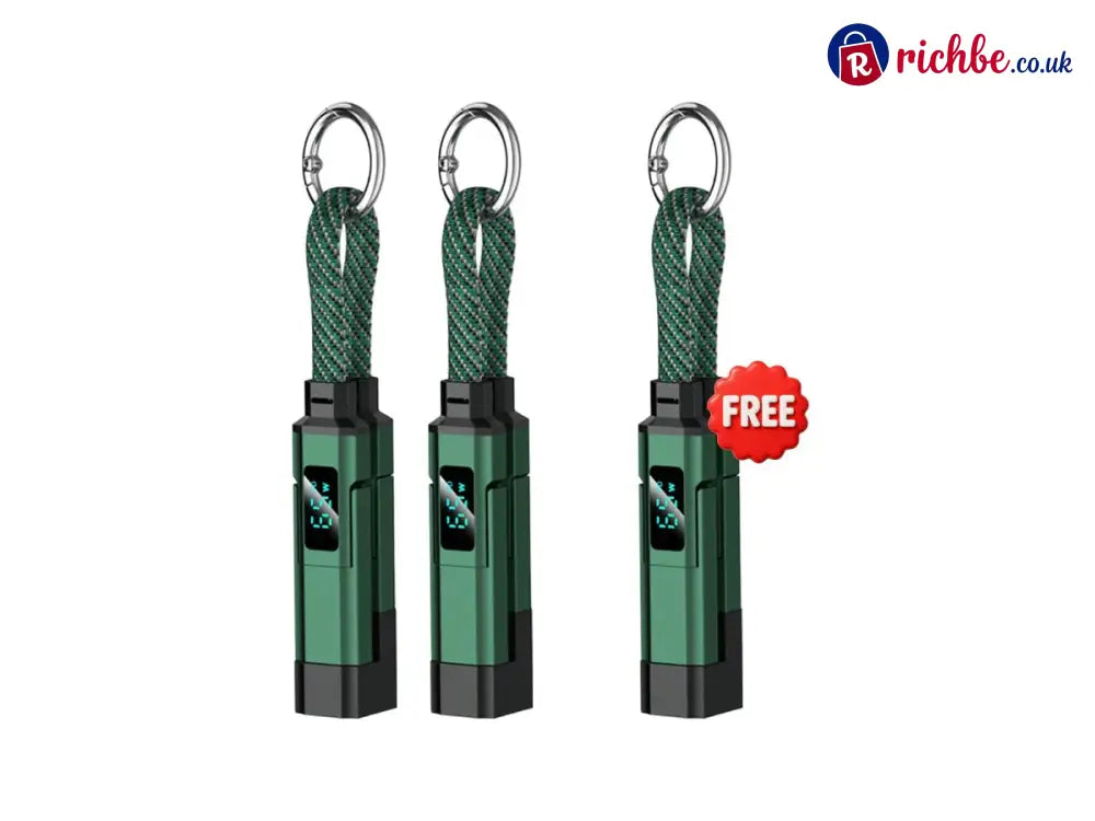 🔥Limited Time SALE 40% OFF🔥4-in-1 Digital Display Keychain Charging Cable - Green / 🎁🎁Buy 2 Get 1 Free(3PC)