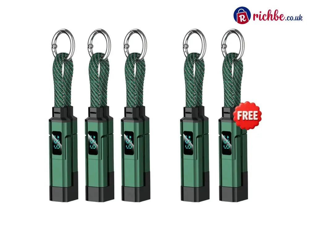 🔥Limited Time SALE 40% OFF🔥4-in-1 Digital Display Keychain Charging Cable - Green / 💥⌛Buy 3 Get 2 Free(5PC)🚀