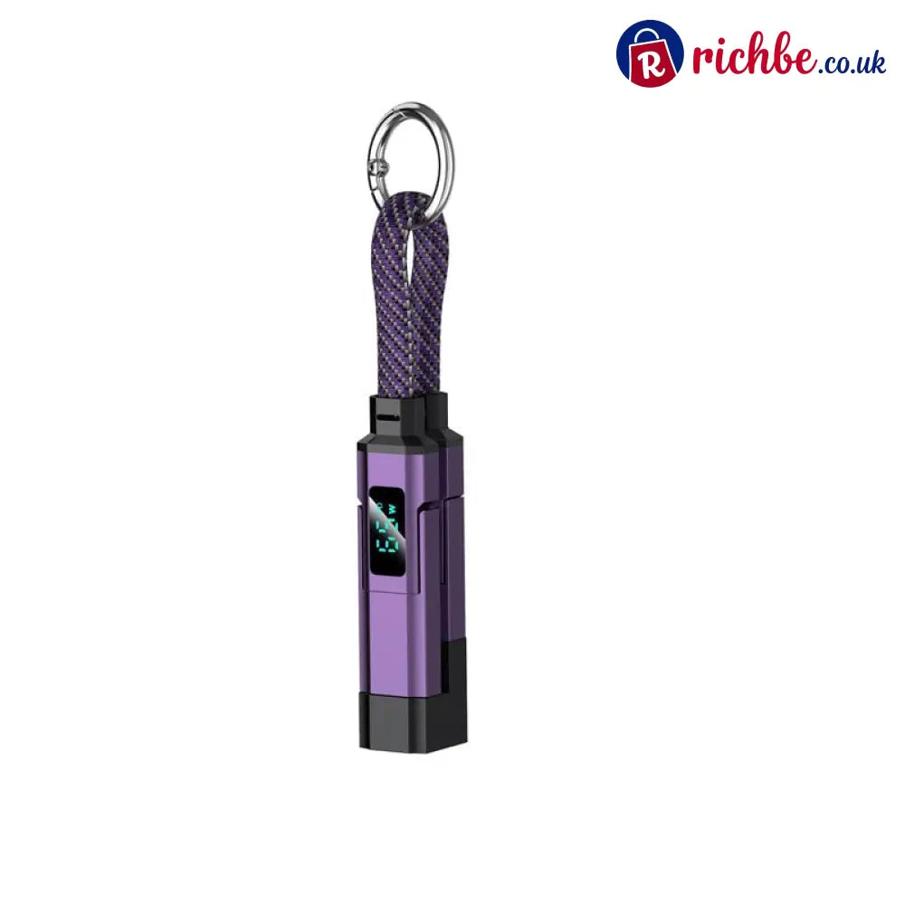 🔥Limited Time SALE 40% OFF🔥4-in-1 Digital Display Keychain Charging Cable - 🔥Purple / Buy 1