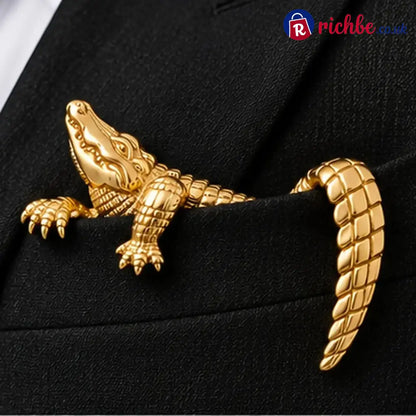✨ Luxury Sculpted Animal Brooch – Premium Statement Piece for Suits & Blazers - Alligator / Gilded Bronze