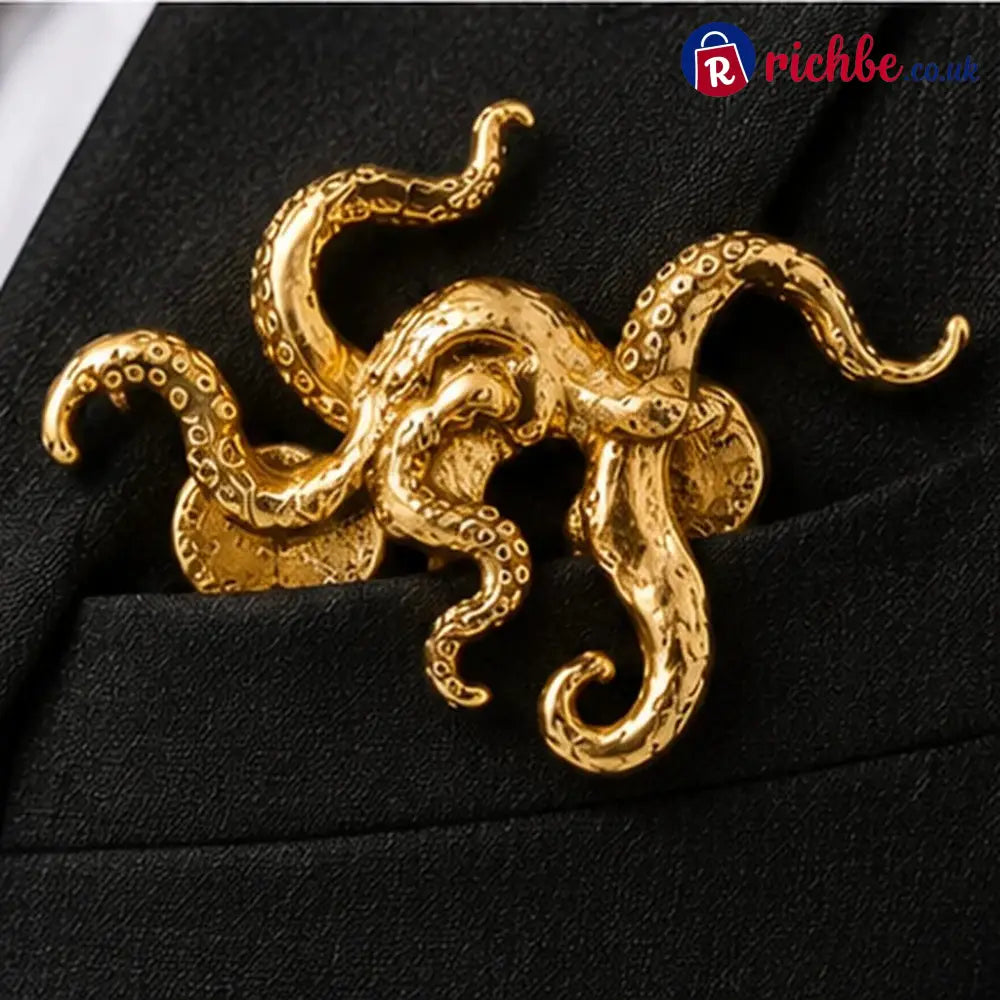 ✨ Luxury Sculpted Animal Brooch – Premium Statement Piece for Suits & Blazers - Octopus / Gilded Bronze