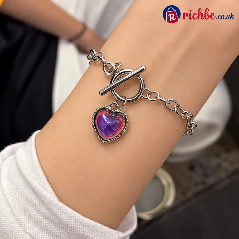 💖 Magic Color-Changing Heart Necklace – Temperature-Sensitive Mood Pendant A Unique Romantic Gift for Her