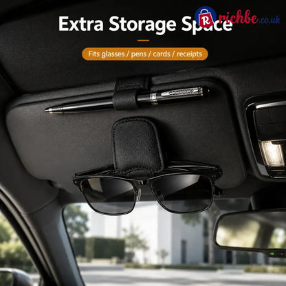 Magnetic Car Sun Visor Sunglasses Holder – Leather Glasses Clip & Multi-Function Storage Organizer