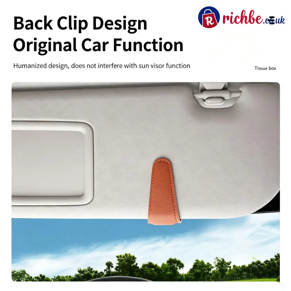 Magnetic Car Sun Visor Sunglasses Holder – Leather Glasses Clip & Multi-Function Storage Organizer