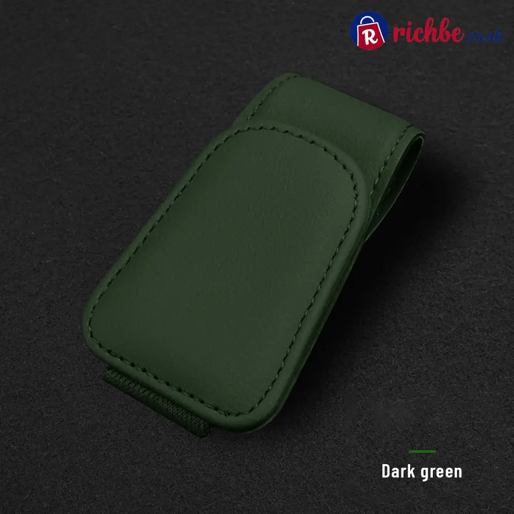Magnetic Car Sun Visor Sunglasses Holder – Leather Glasses Clip & Multi-Function Storage Organizer - 🔥Dark Green