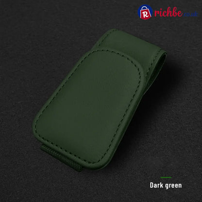 Magnetic Car Sun Visor Sunglasses Holder – Leather Glasses Clip & Multi-Function Storage Organizer - 🔥Dark Green