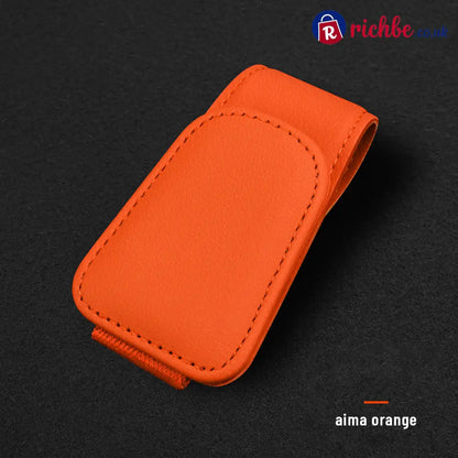 Magnetic Car Sun Visor Sunglasses Holder – Leather Glasses Clip & Multi-Function Storage Organizer - 🔥Hermès Orange