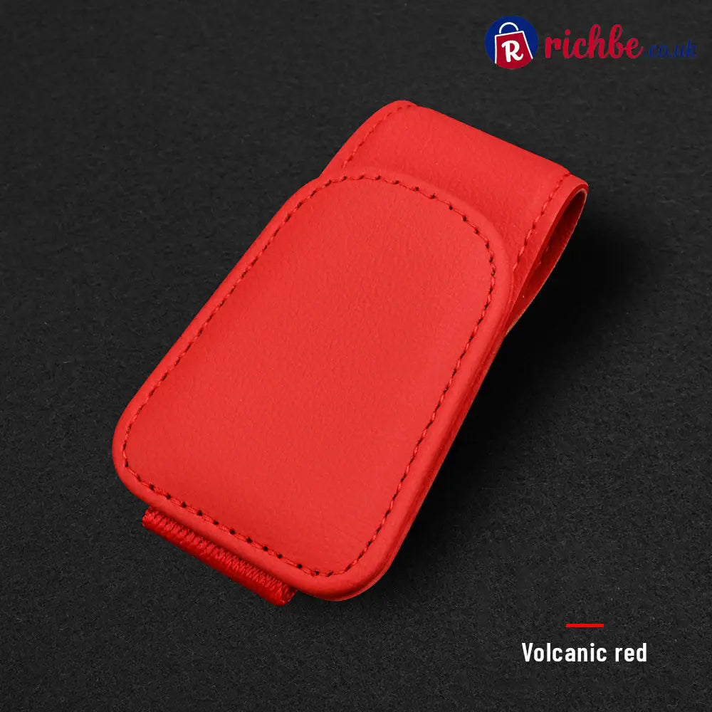 Magnetic Car Sun Visor Sunglasses Holder – Leather Glasses Clip & Multi-Function Storage Organizer - 🔥Red