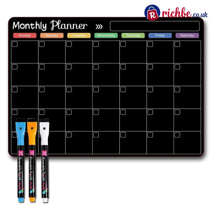 Magnetic Family Planner – Monthly Weekly and Daily Schedule - Black D - Planners