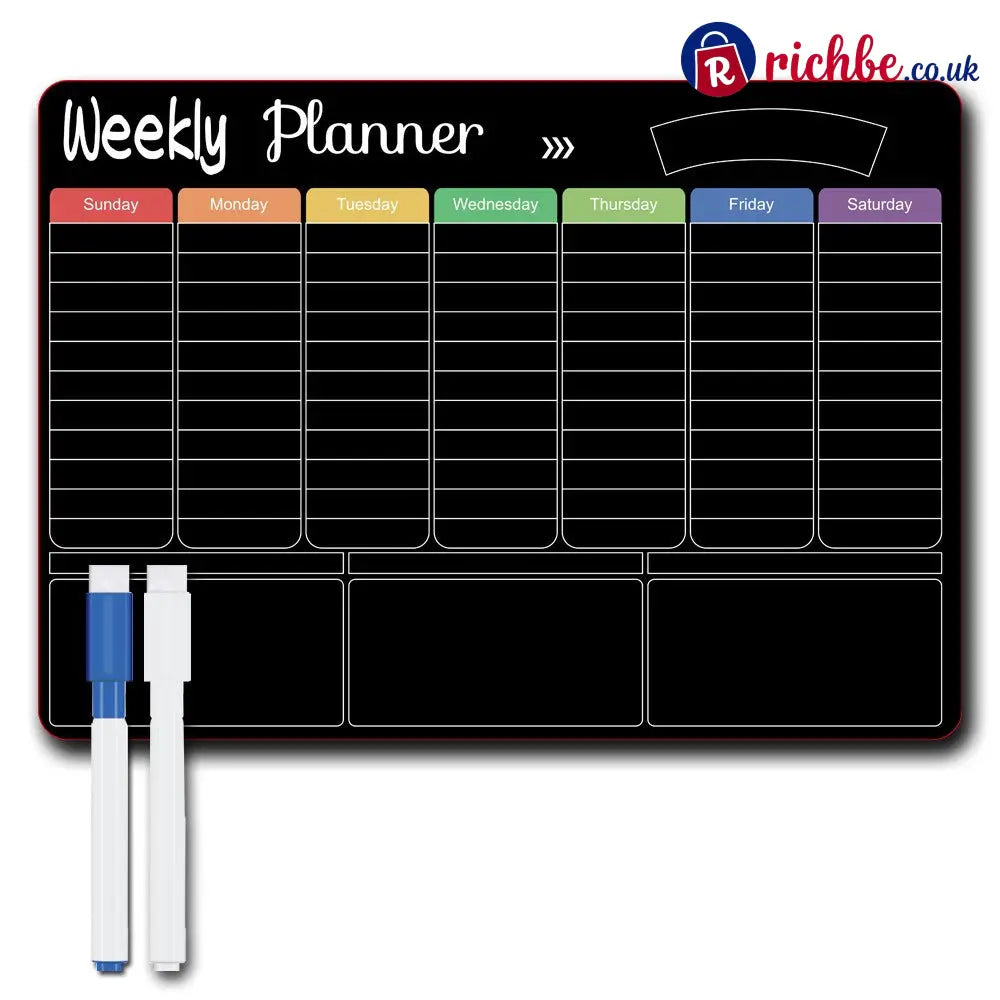 Magnetic Family Planner – Monthly Weekly and Daily Schedule - Black E - Planners
