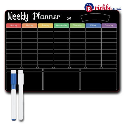 Magnetic Family Planner – Monthly Weekly and Daily Schedule - Black E - Planners