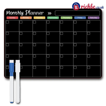 Magnetic Family Planner – Monthly Weekly and Daily Schedule - Black F - Planners
