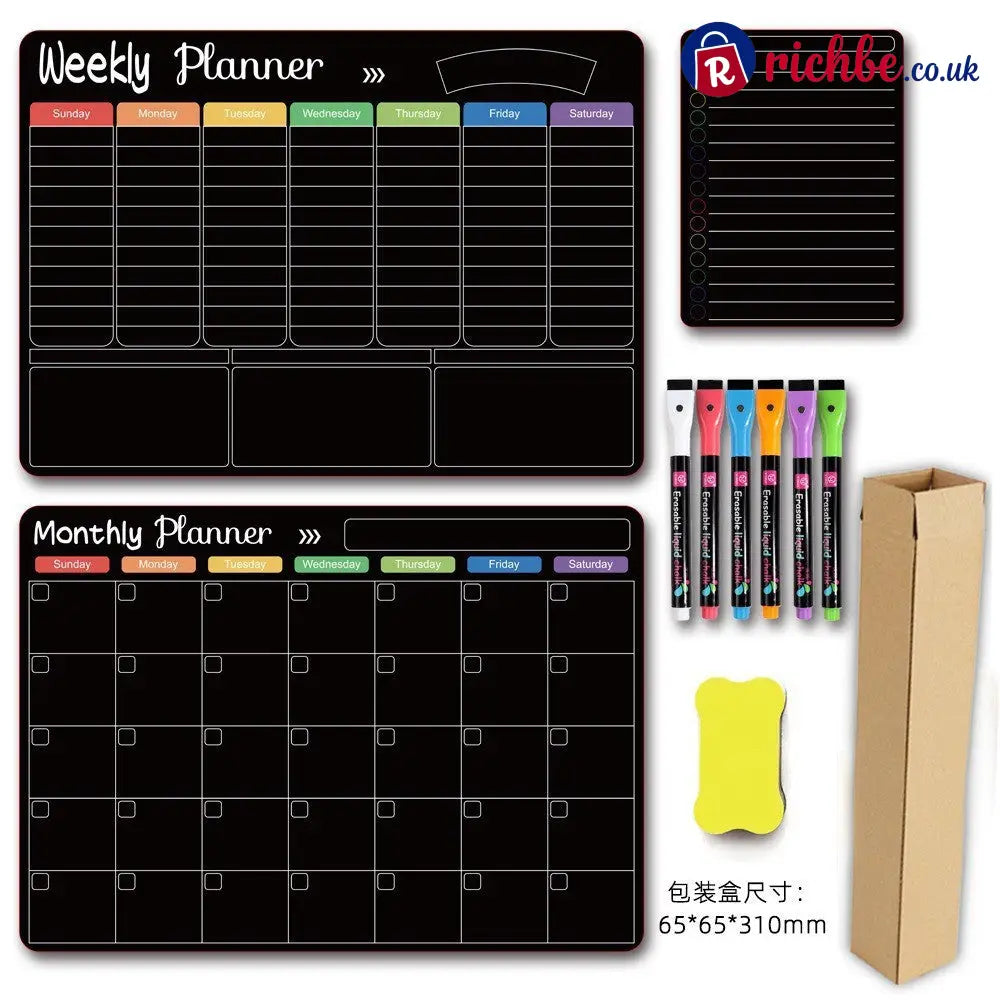 Magnetic Family Planner – Monthly Weekly and Daily Schedule - Black H - Planners