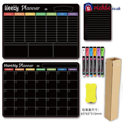 Magnetic Family Planner – Monthly Weekly and Daily Schedule - Black H - Planners