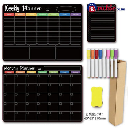 Magnetic Family Planner – Monthly Weekly and Daily Schedule - Black I - Planners