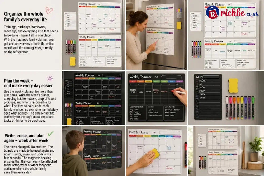 Magnetic Family Planner – Monthly Weekly and Daily Schedule - Planners