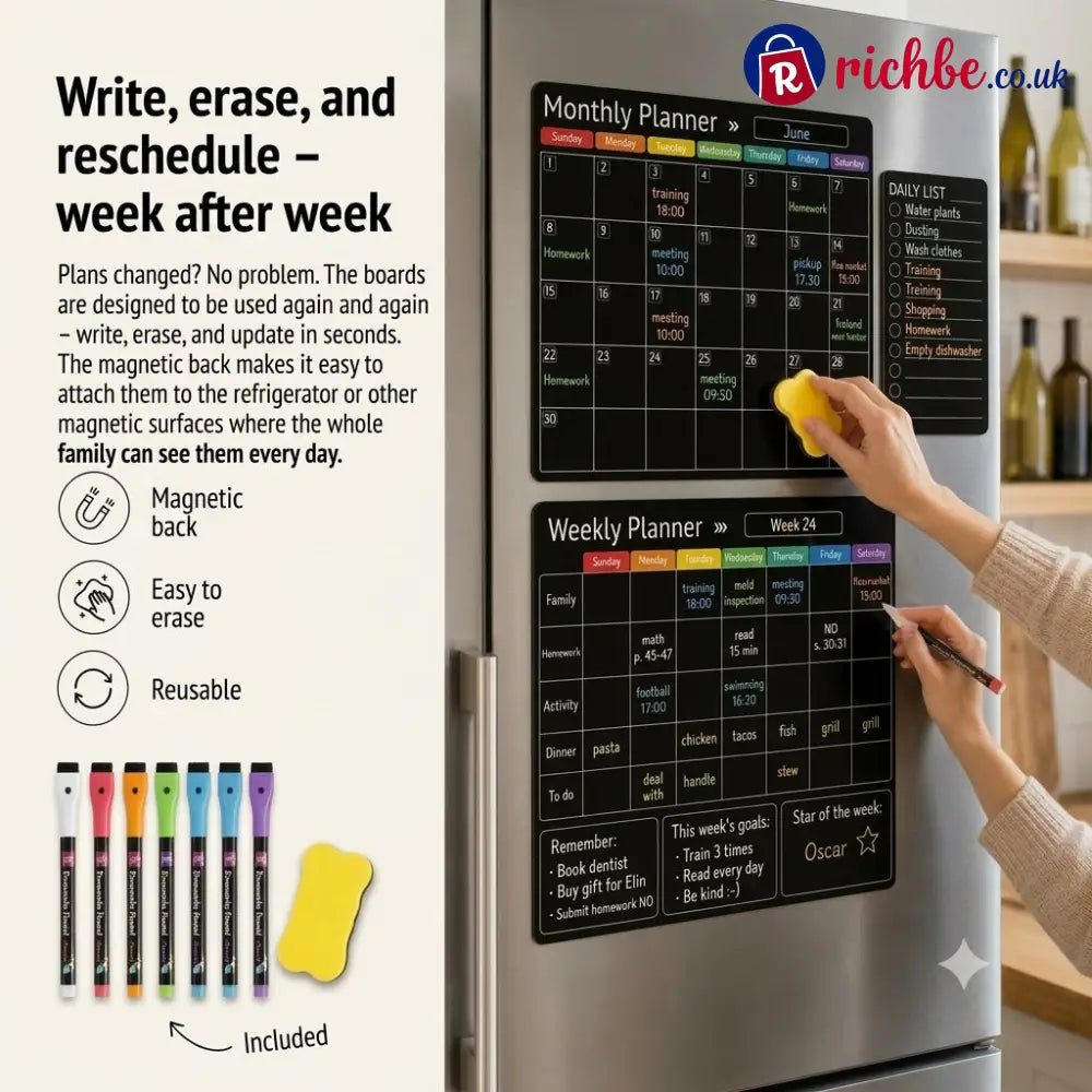 Magnetic Family Planner – Monthly Weekly and Daily Schedule - Planners