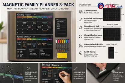 Magnetic Family Planner – Monthly Weekly and Daily Schedule - Planners