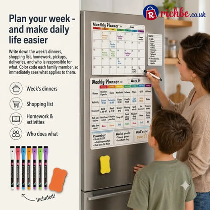 Magnetic Family Planner – Monthly Weekly and Daily Schedule - Planners