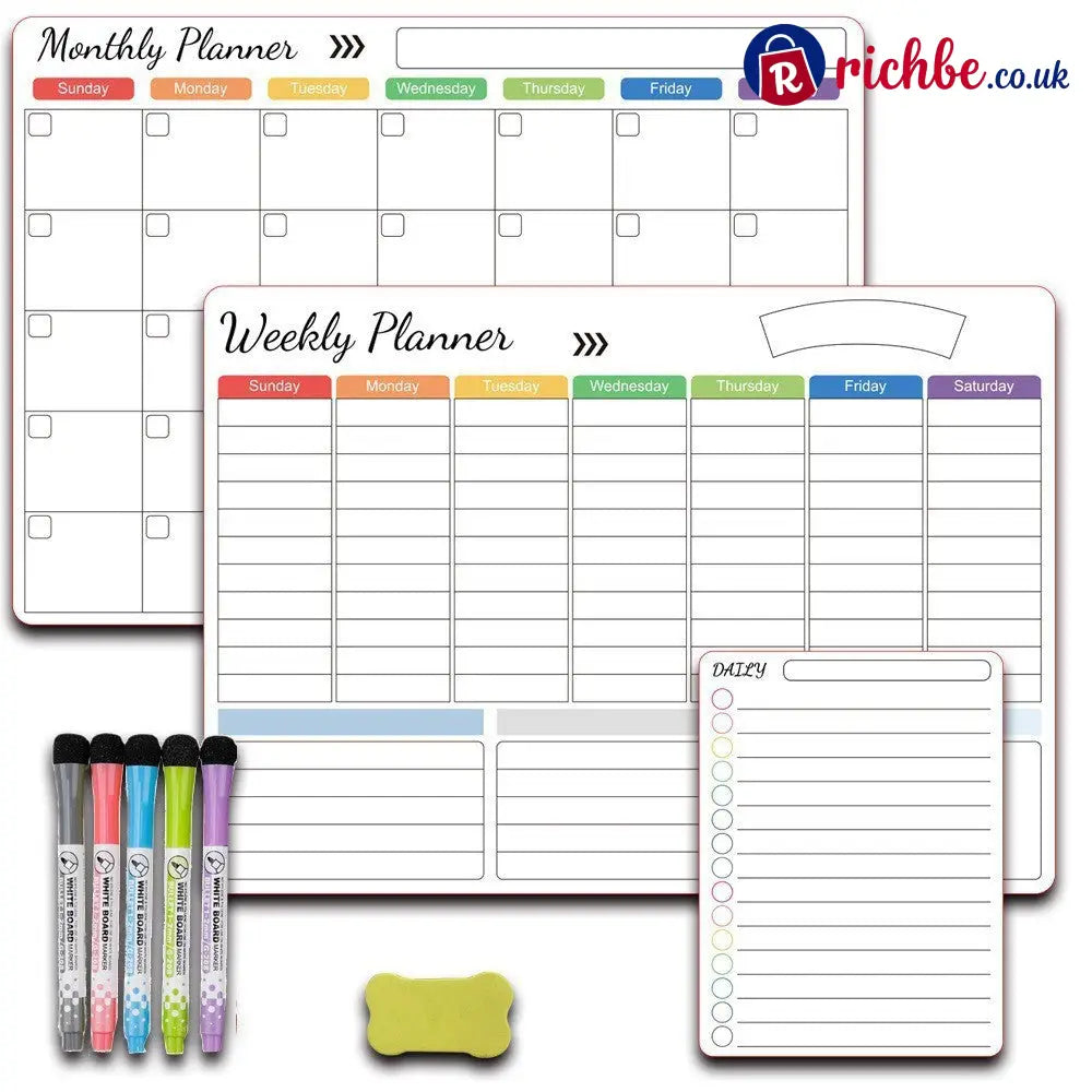 Magnetic Family Planner – Monthly Weekly and Daily Schedule - White D - Planners