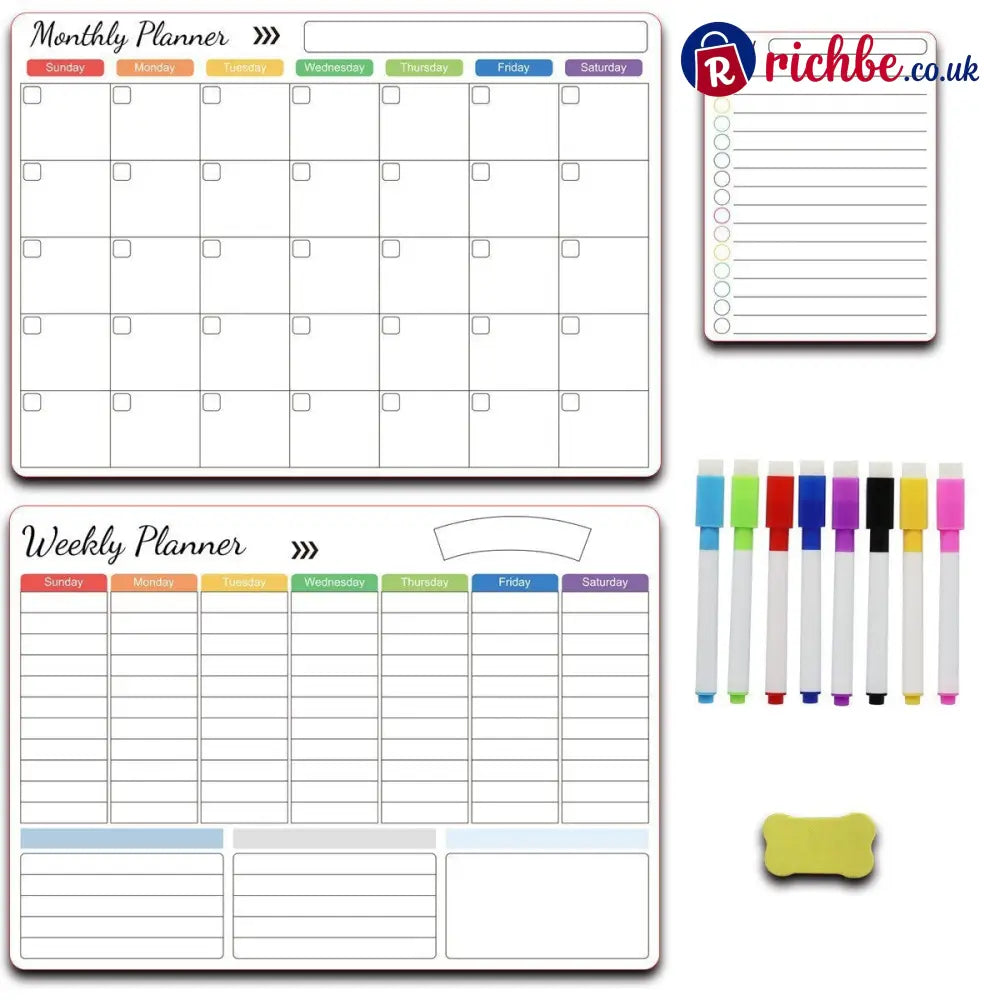 Magnetic Family Planner – Monthly Weekly and Daily Schedule - White E - Planners