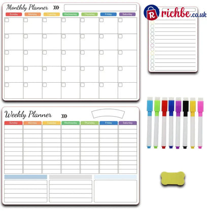 Magnetic Family Planner – Monthly Weekly and Daily Schedule - White E - Planners