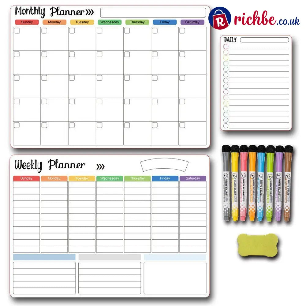 Magnetic Family Planner – Monthly Weekly and Daily Schedule - White F - Planners