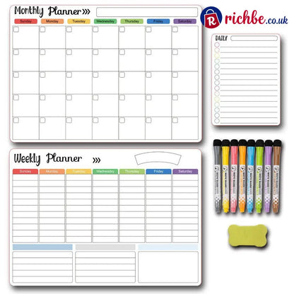 Magnetic Family Planner – Monthly Weekly and Daily Schedule - White F - Planners