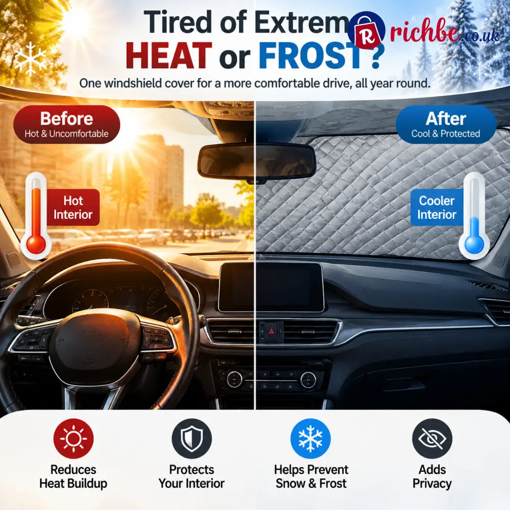 🚗 Magnetic Windshield Cover – All-Season Sun Snow & Frost Protector for Cars SUVs & Trucks