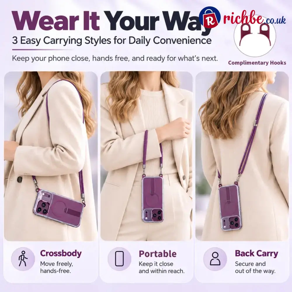 MagSafe Phone Case with Detachable Crossbody Neck Lanyard Strap