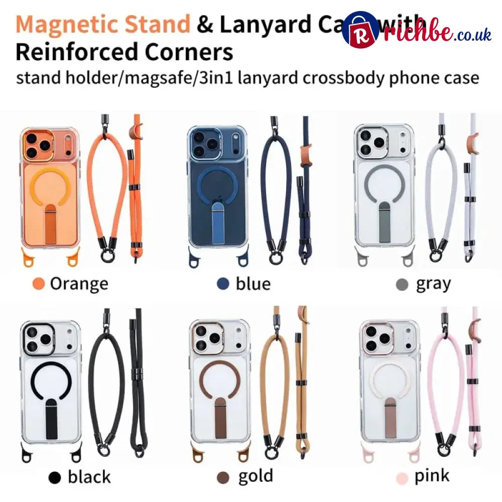 MagSafe Phone Case with Detachable Crossbody Neck Lanyard Strap
