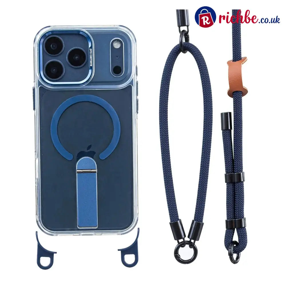 MagSafe Phone Case with Detachable Crossbody Neck Lanyard Strap - Blue / For iPhone 17