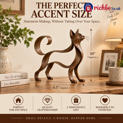 Maine Coon Inspired Metal Cat Sculpture