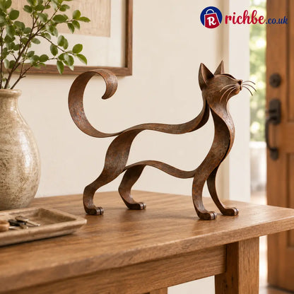 Maine Coon Inspired Metal Cat Sculpture