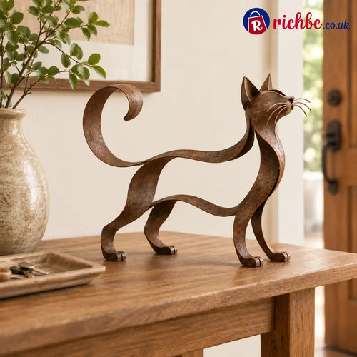 Maine Coon Inspired Metal Cat Sculpture