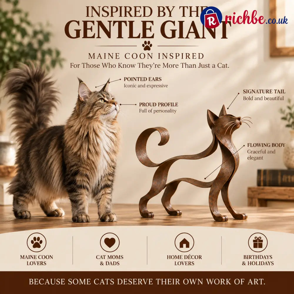 Maine Coon Inspired Metal Cat Sculpture