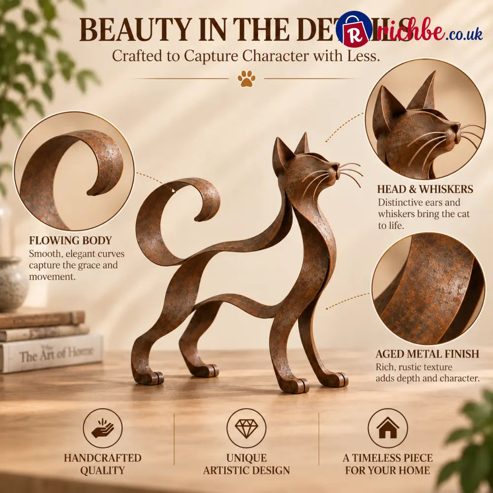 Maine Coon Inspired Metal Cat Sculpture