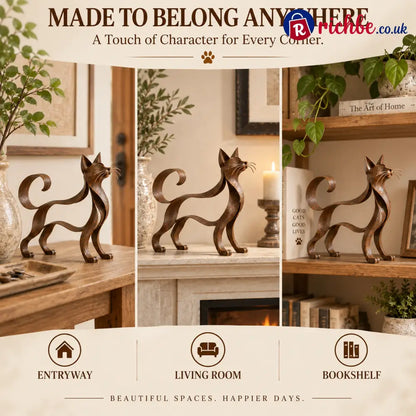 Maine Coon Inspired Metal Cat Sculpture
